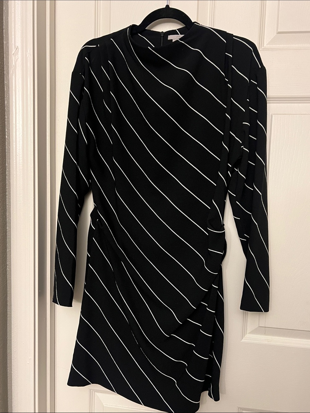 H&M Black Dress with White Diagonal Stripes — Long Sleeve